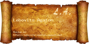 Lebovits Agaton névjegykártya